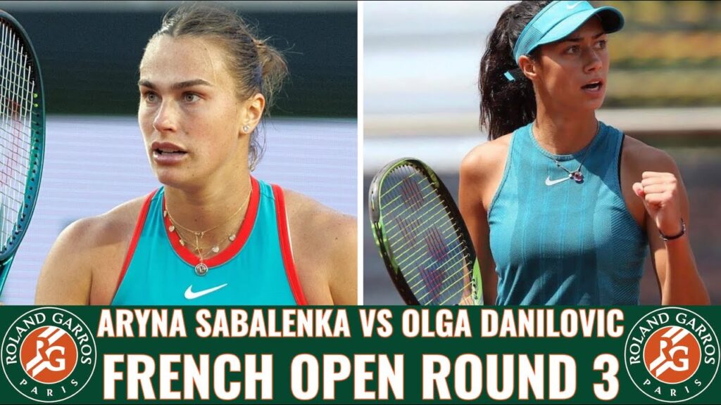 Aryna Sabalenka serves during her match against Olga Danilovic at Roland Garros highlights.