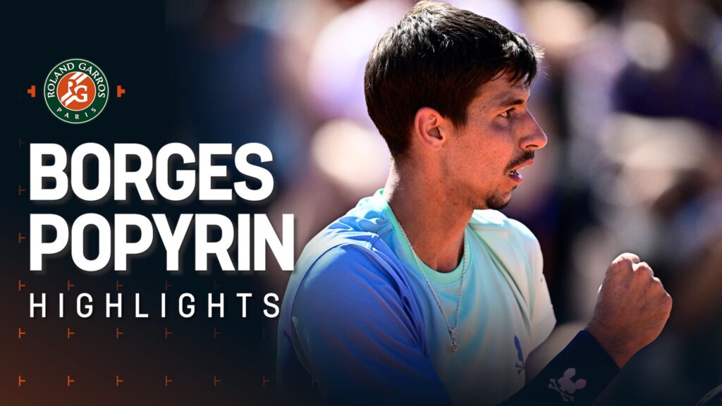 Nuno Borges and Alexei Popyrin in action during their thrilling Roland Garros match highlights.