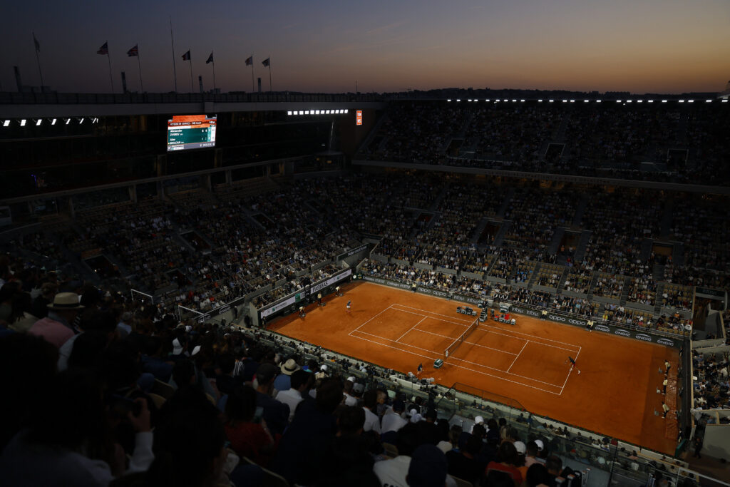 Amelie Mauresmo speaking at a press conference about French Open night sessions scheduling concerns.