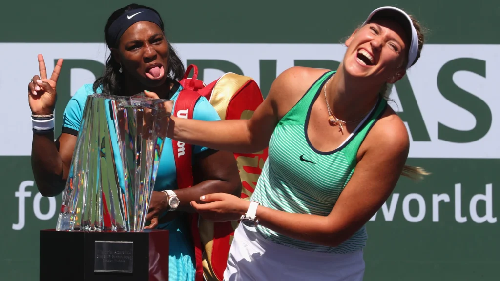 Victoria Azarenka celebrates her historic 6-0, 6-0 Grand Slam victory at Roland Garros, marking a record win.