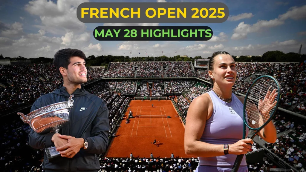 Carlos Alcaraz celebrates his victory over Ben Shelton in the French Open quarter-finals match.