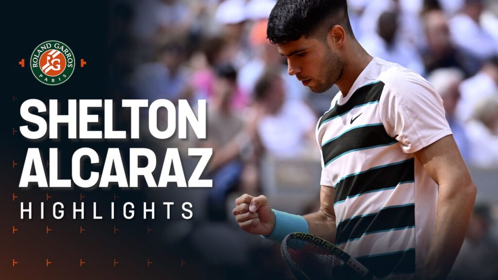 Carlos Alcaraz celebrates victory over Ben Shelton in a thrilling match, showcasing impressive skills and resilience.