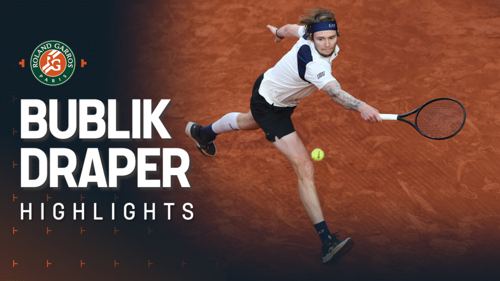 Alexander Bublik celebrates his victory over Jack Draper in the French Open quarter-finals match highlights.