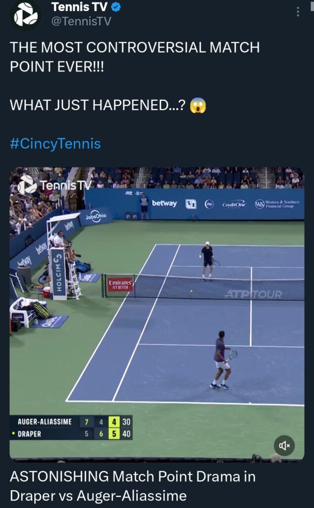 Jack Draper reviews a line call during his match against Alexander Bublik at the 2025 French Open.