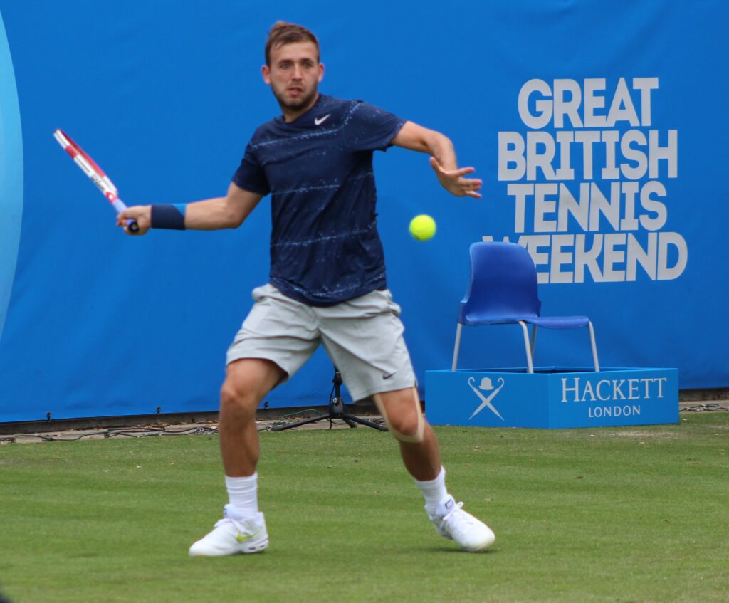 Daniel Evans prepares to play at the Birmingham Challenger, facing Murphy Cassone on grass courts.
