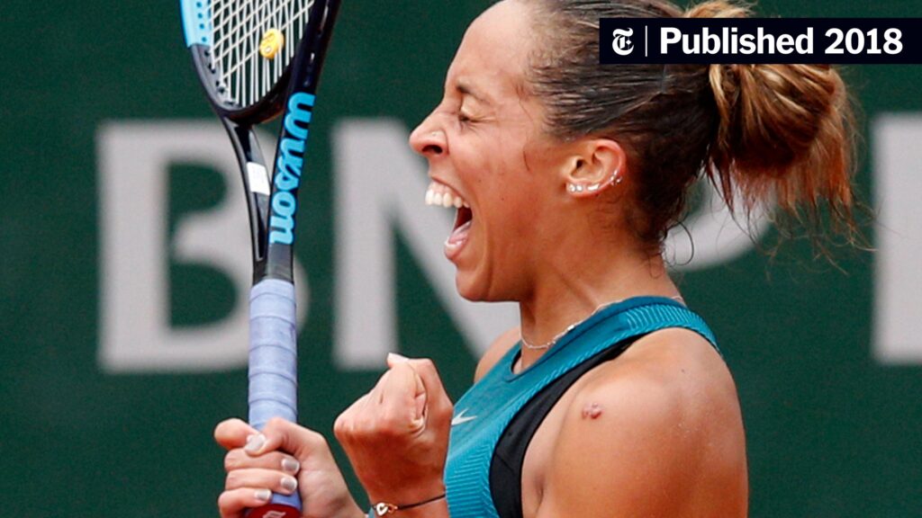 Madison Keys celebrating her win in the tense opening set against Coco Gauff at the French Open quarter-final.