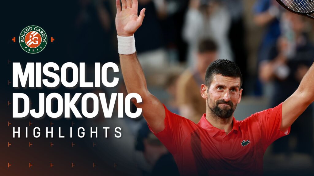 Novak Djokovic celebrates winning the second set against Alexander Zverev at the French Open quarter-final.
