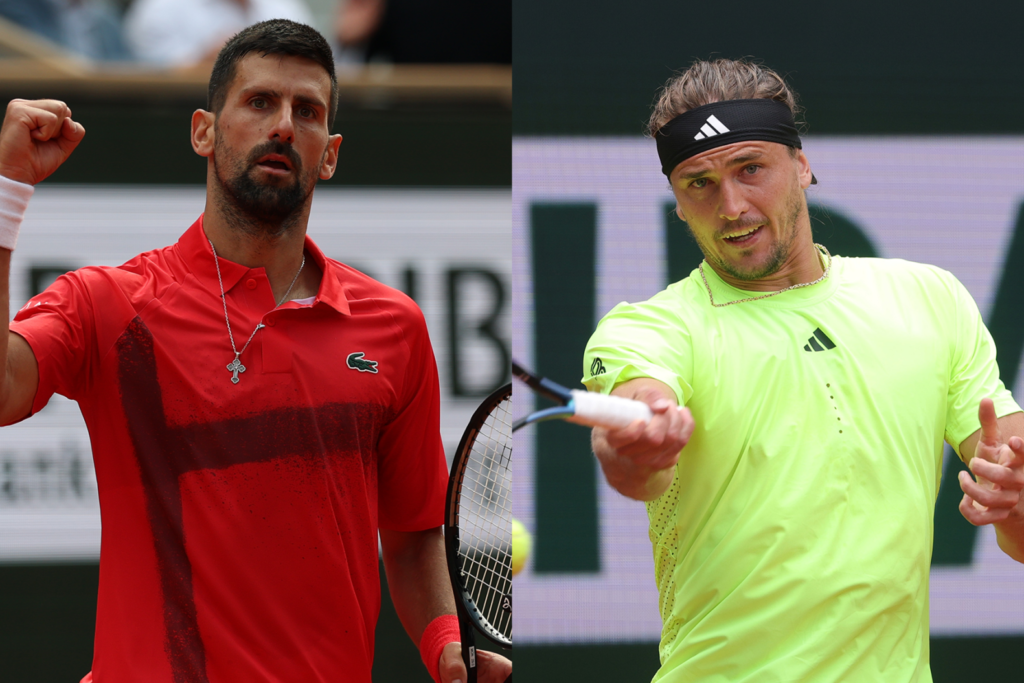 Novak Djokovic celebrates victory over Alexander Zverev in the French Open quarterfinals, showcasing his resilience and skill.