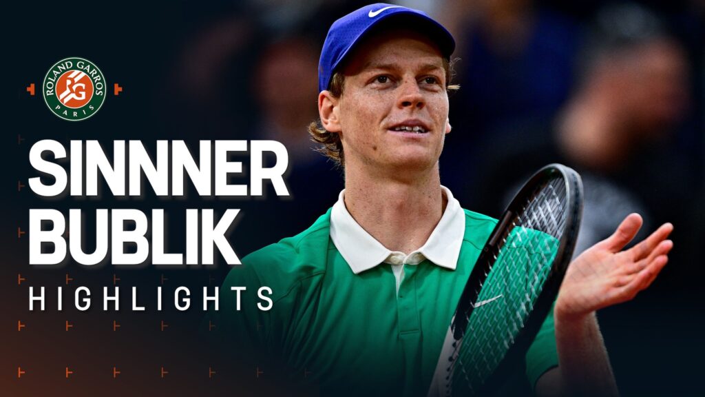 Alexander Bublik thrilling the crowd with a sensational shot during the French Open match against Jannik Sinner.