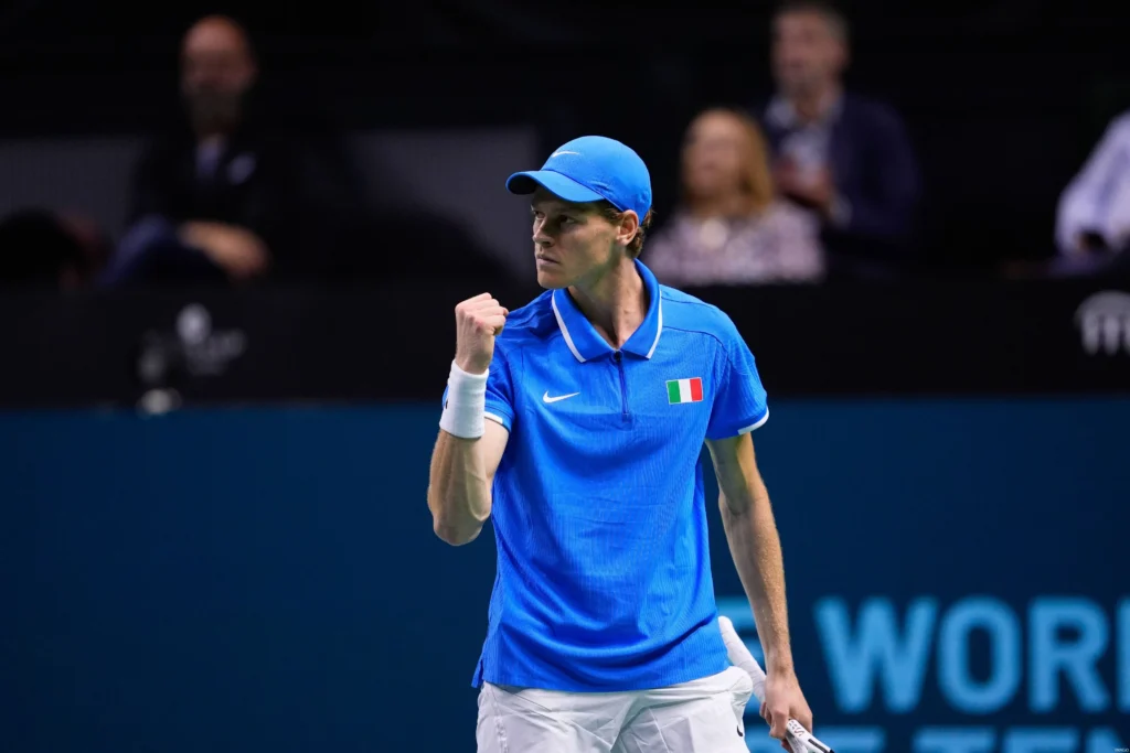 Jannik Sinner and Lorenzo Musetti celebrate their historic semi-final achievement, symbolizing the Italian tennis resurgence.